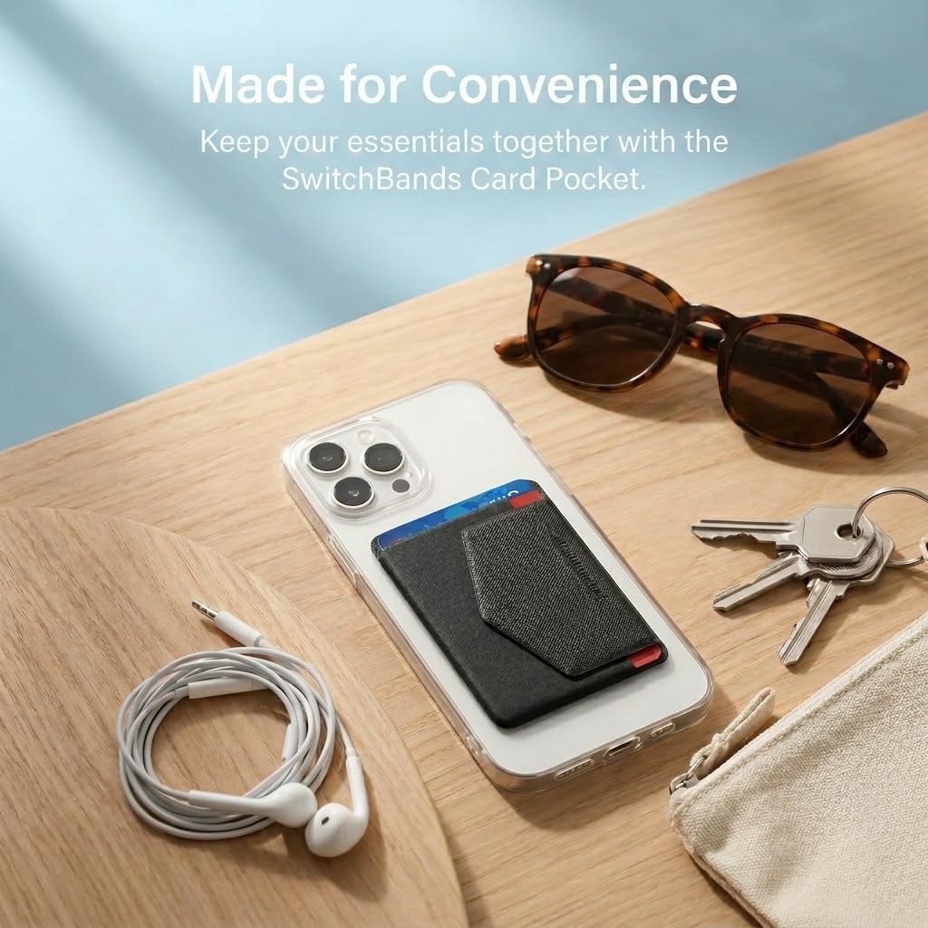 Switchbands Card Holder for Phone Case – Stick On Phone Wallet, Adhesive Credit Card, Business Card & ID Holder for Back of Phone