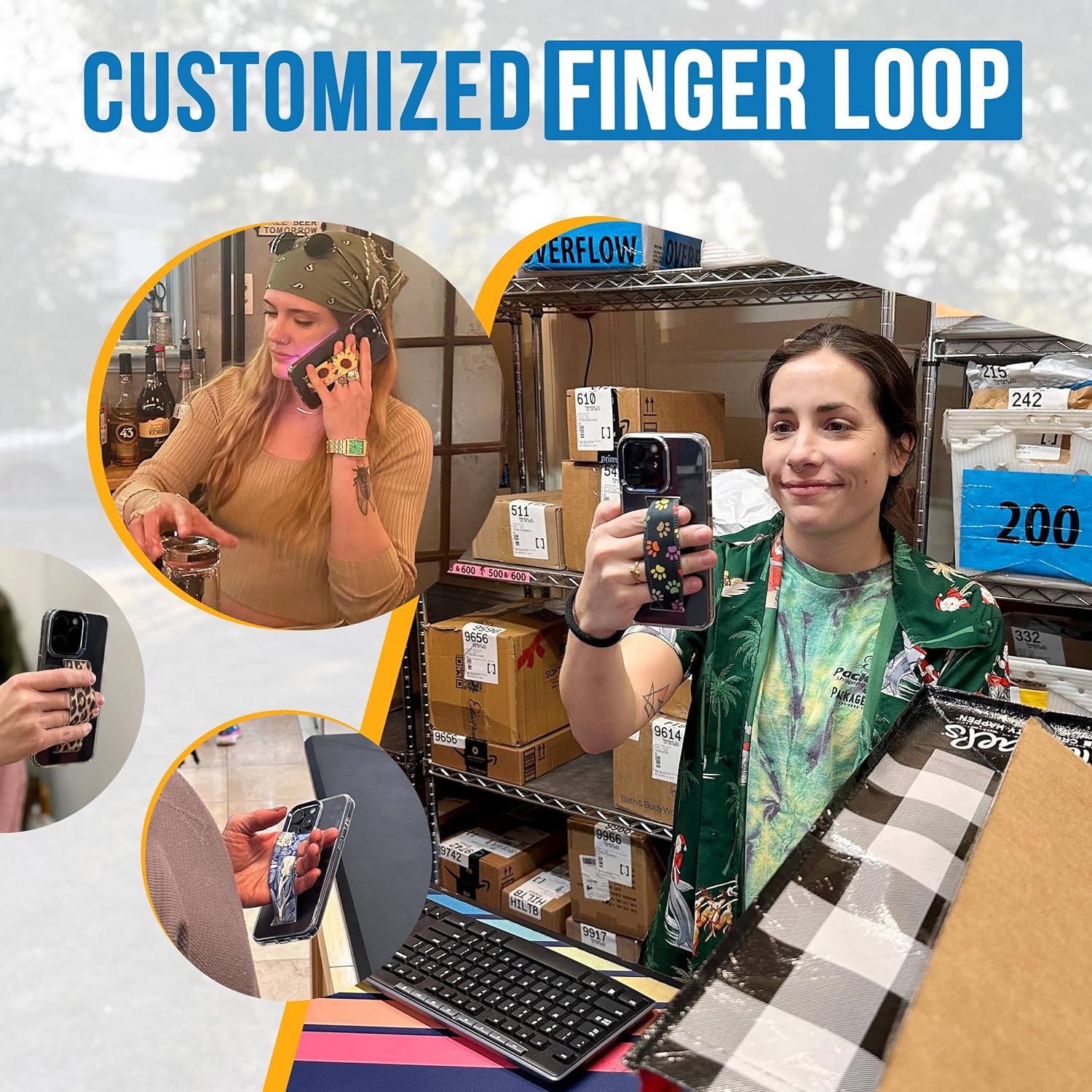 Customized Finger loop - iPhone cover with strap