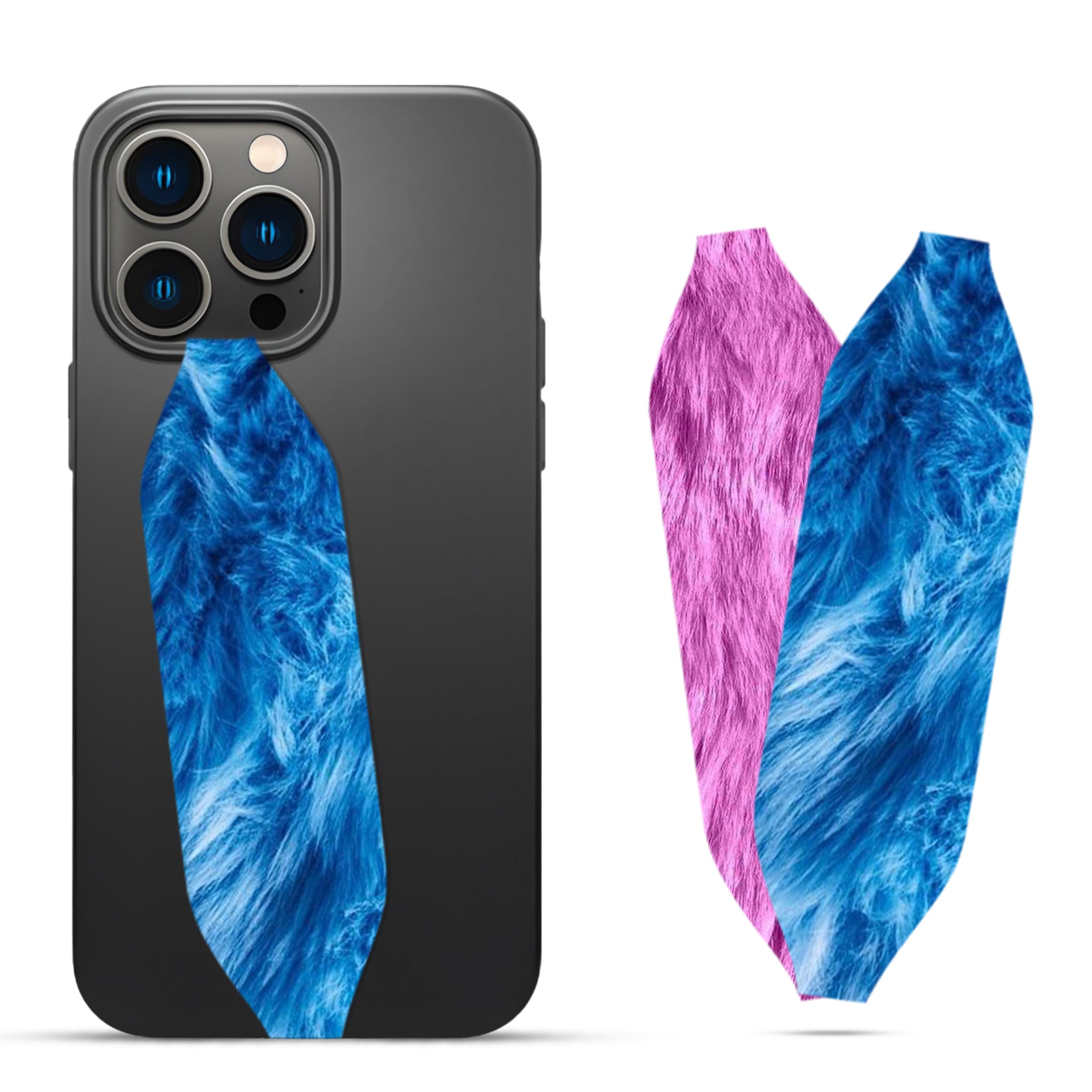 Royal Blue Faux Fur Phone grip strap - Switch Bands