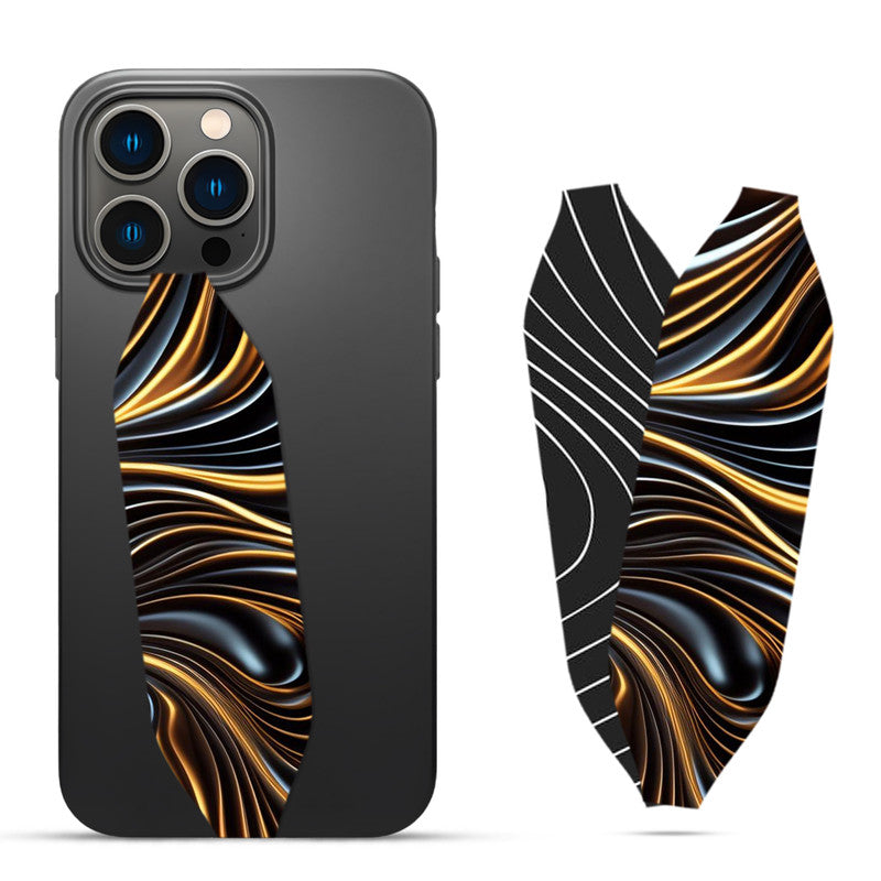 Black and gold waves Strap on Phone Case - Switch Bands