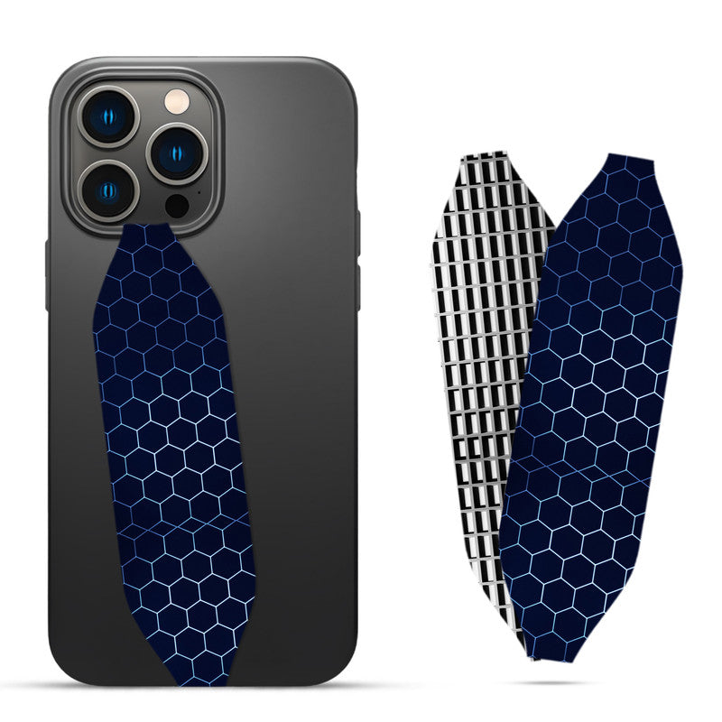 blue black drop shadow hexagon Strap on Phone Case - Switch Bands