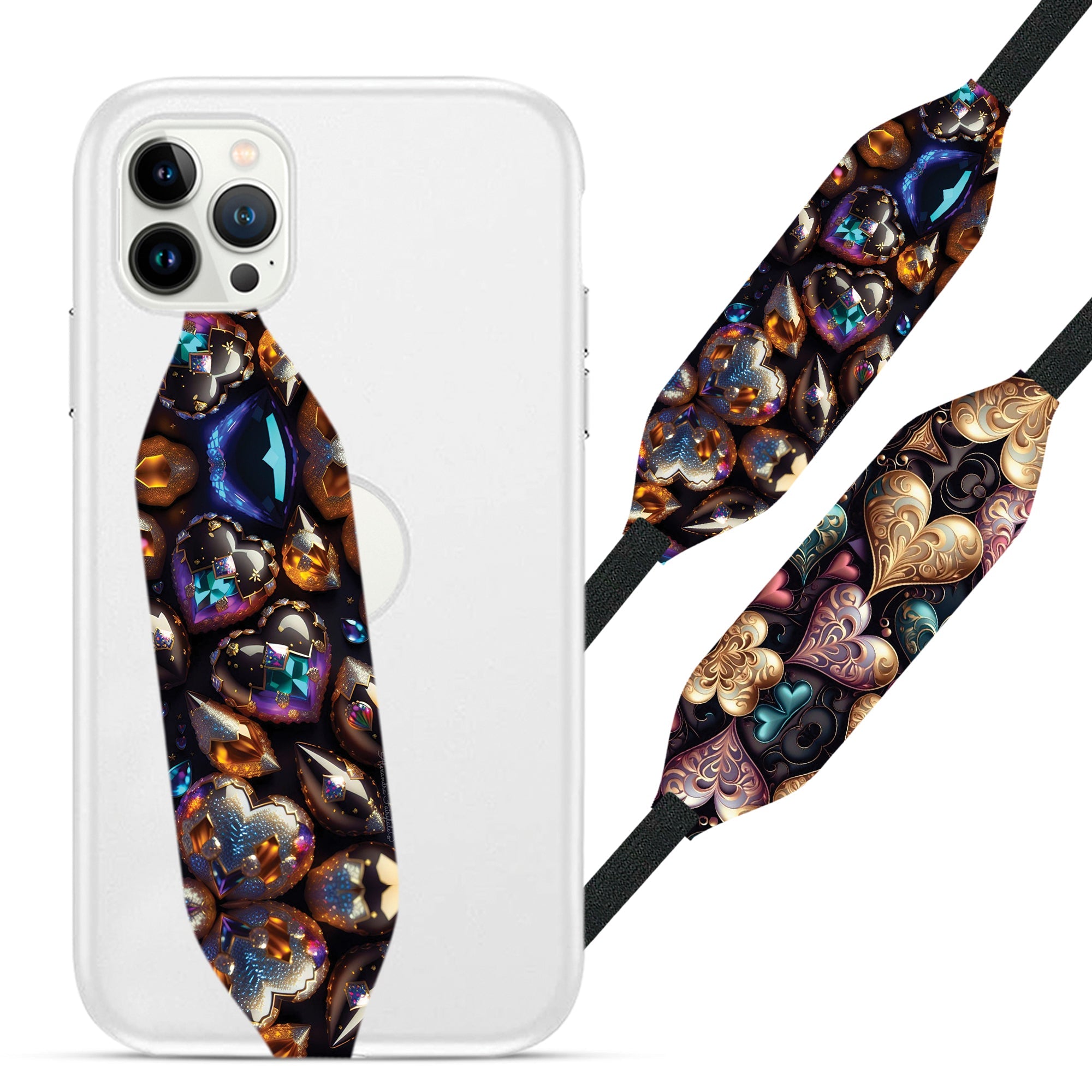 gemstone 3d Render Heart Shapes Phone Grip - Switch Bands
