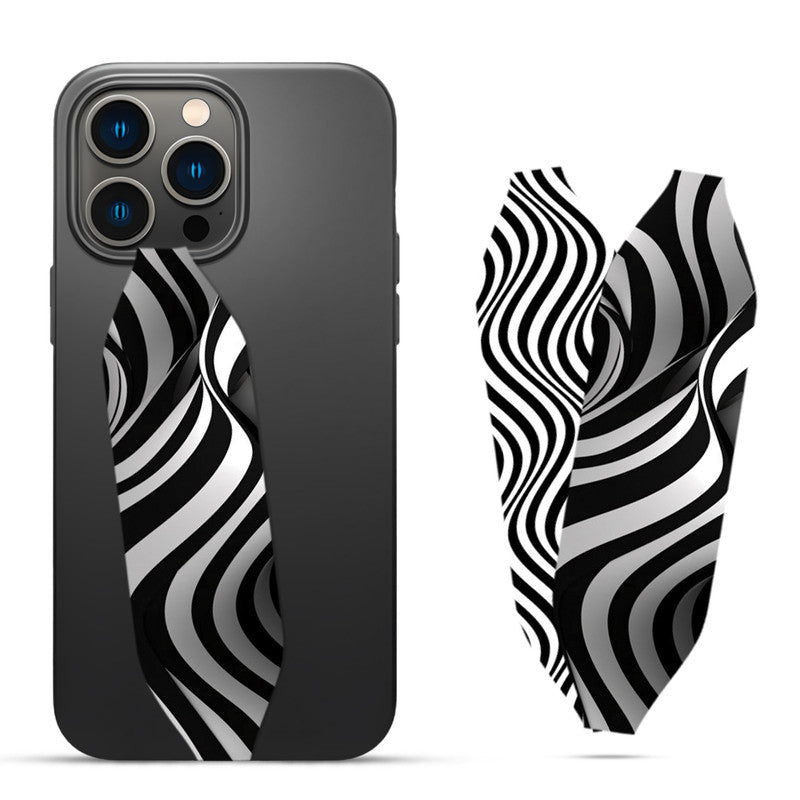 white and black waves pattern Strap on Phone Case - Switch Bands