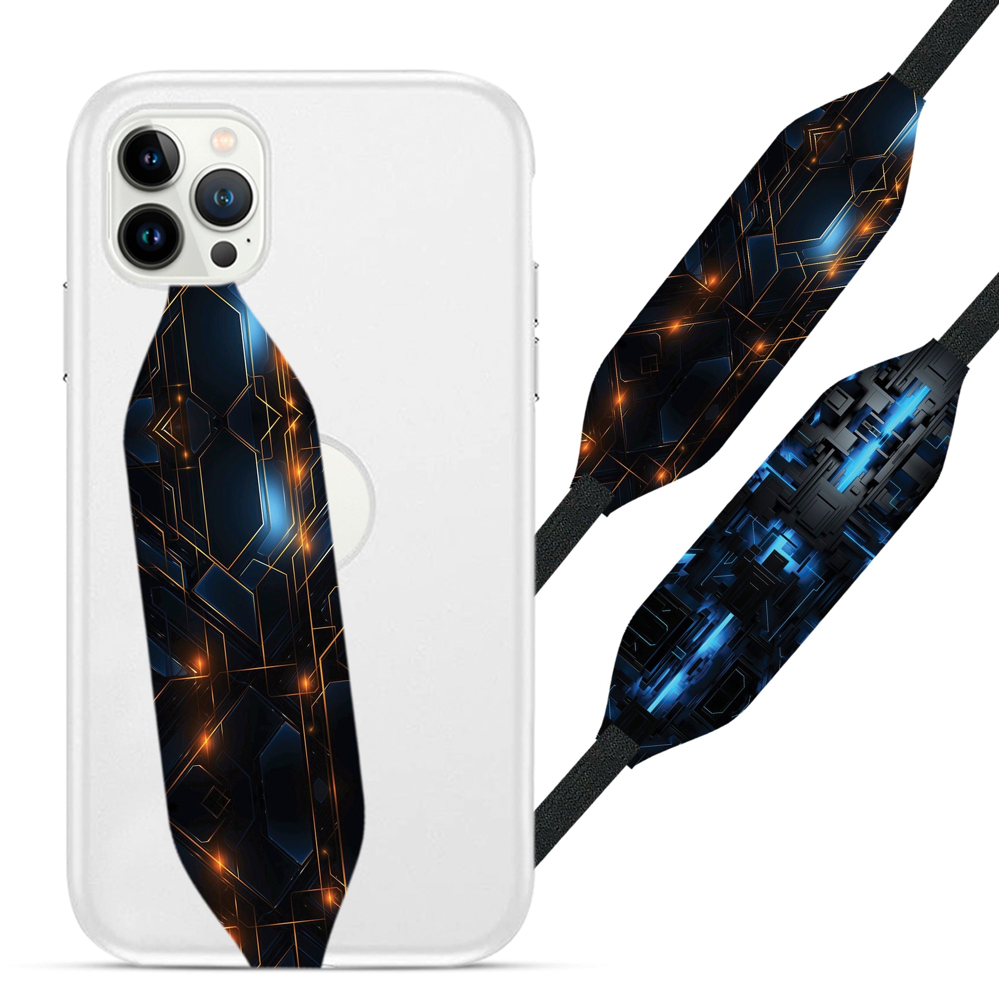 Glowing lines and geometric shapes Cell Phone Strap - Switch Bands