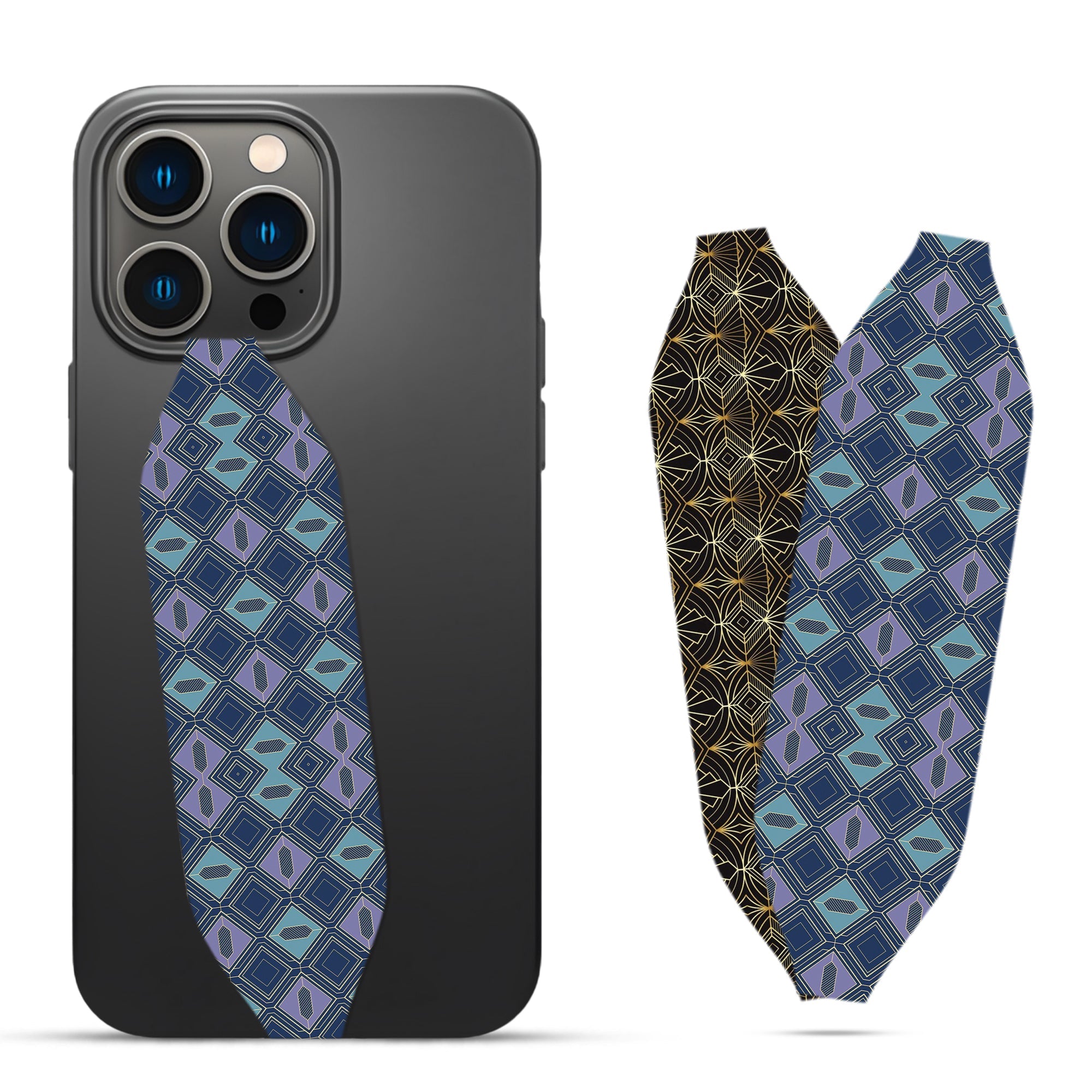 Japanese Blue Weave Pattern Phone Gripper - Switch Bands