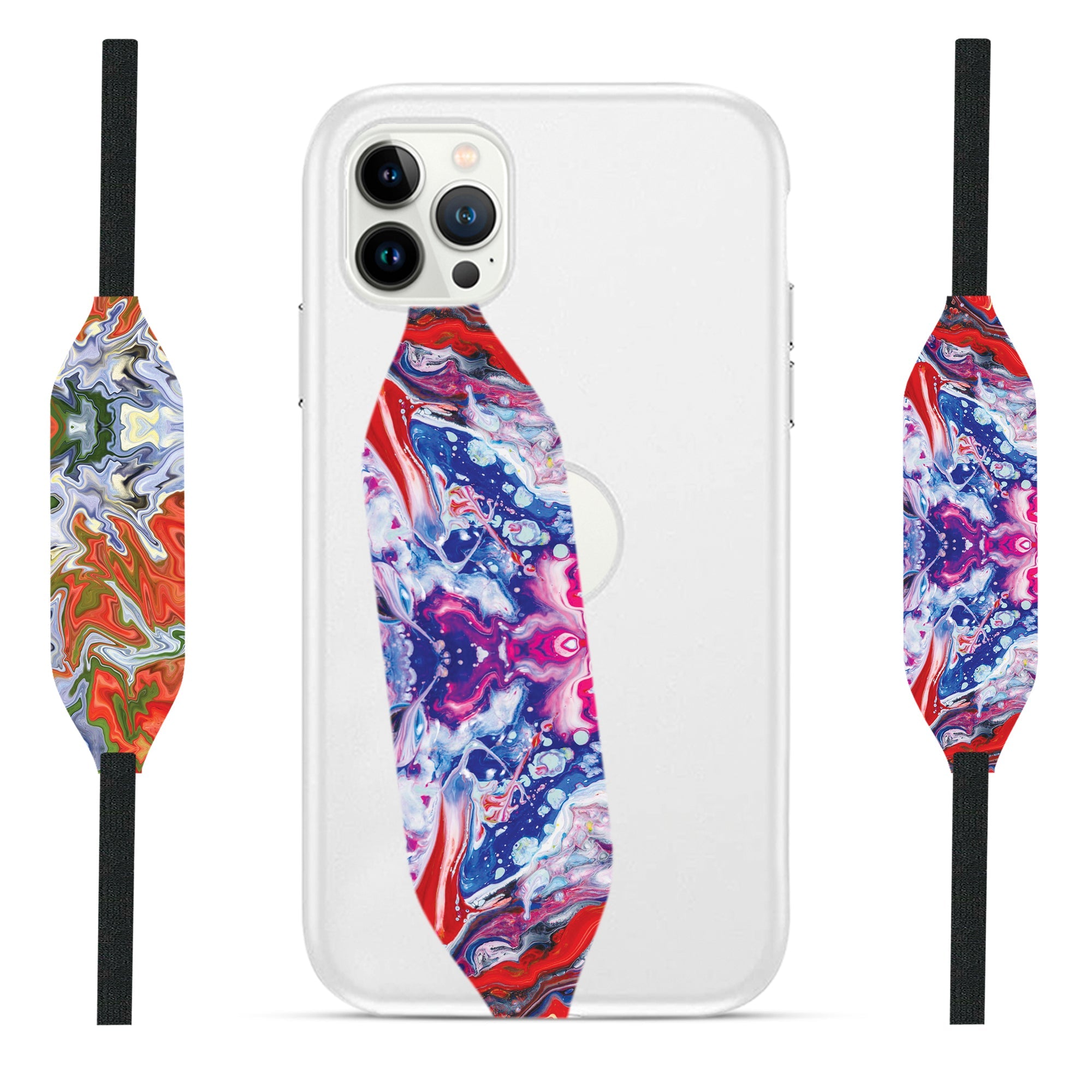 A close up of a colorful abstract iPhone Strap - Switch Bands