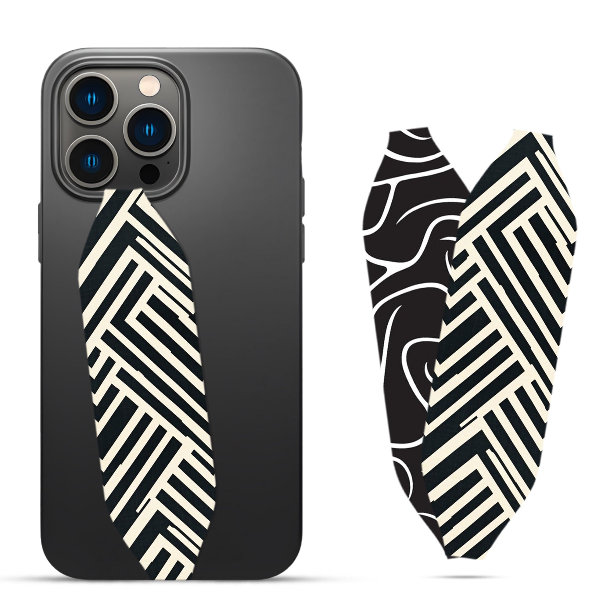 Black and white geometric pattern Phone Strap Grip - Switch Bands