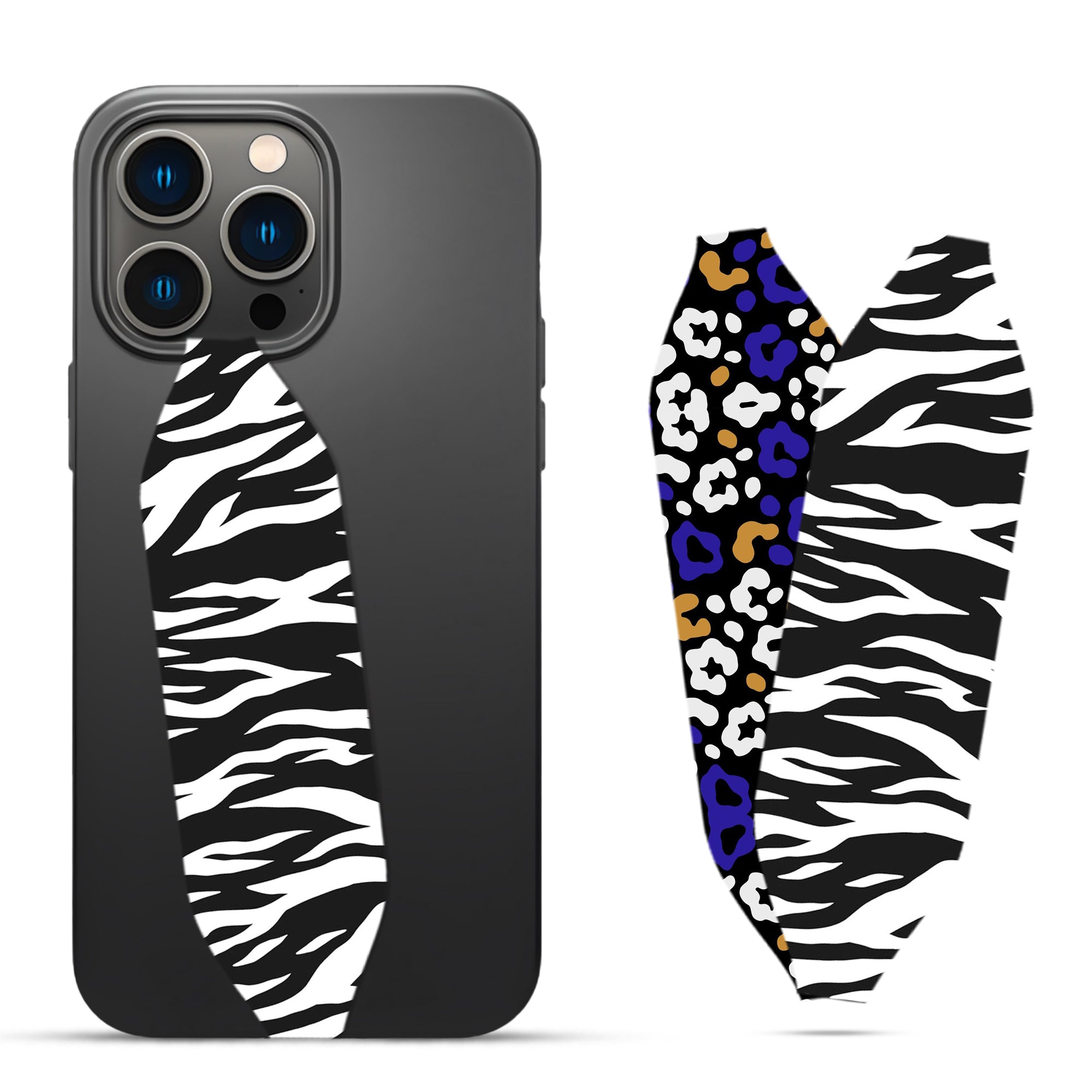 white and black Leopard Phone Gripper - Switch Bands