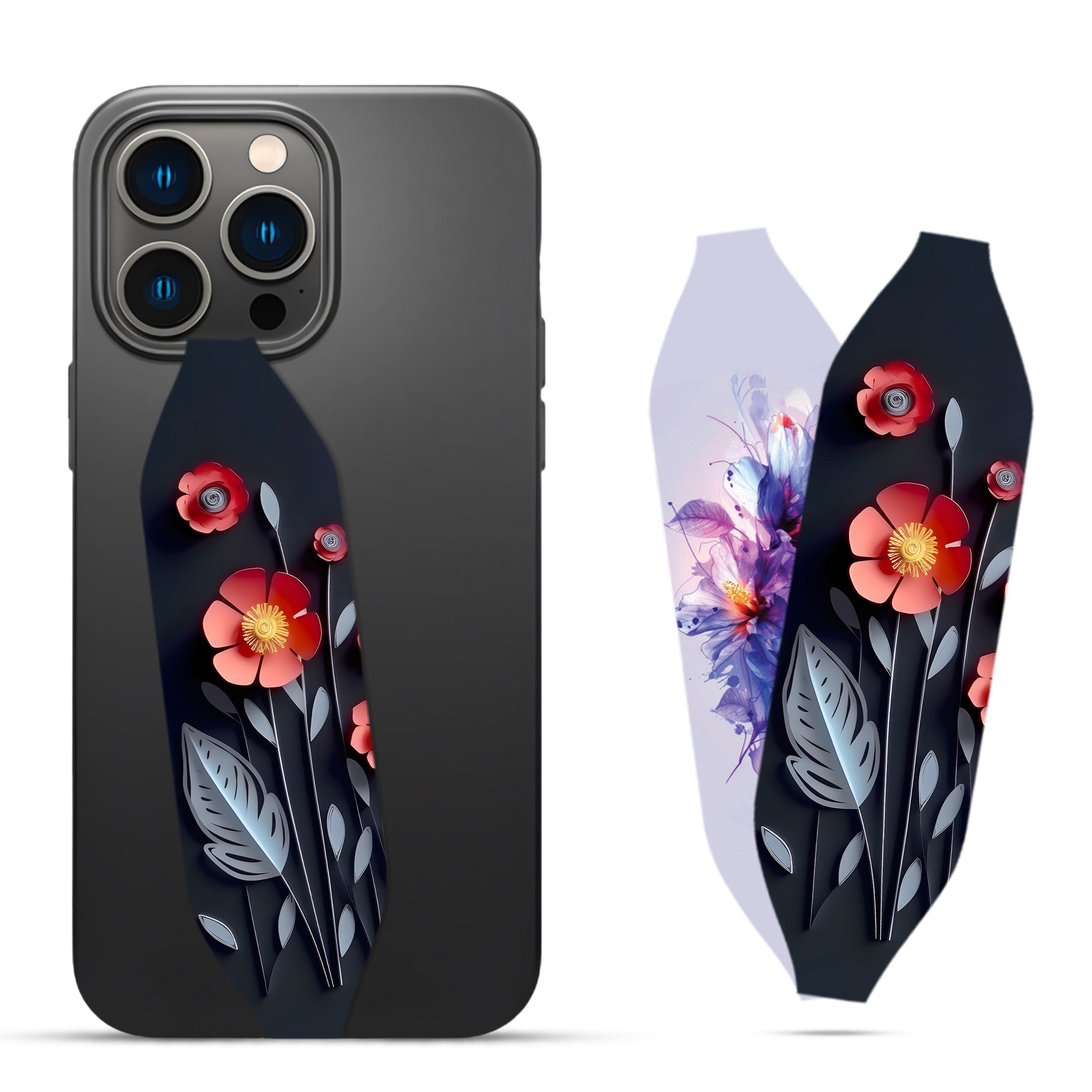 3d dark Flower Phone Grip Strap - Switch Bands