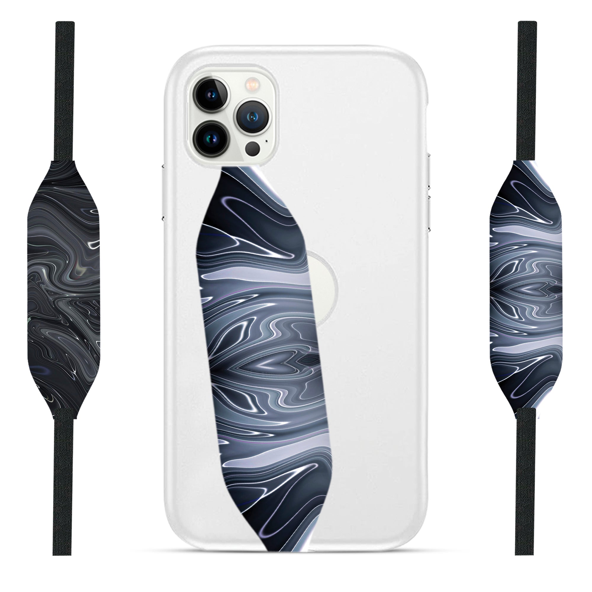 Gray fluid art marbling iPhone Strap - Switch Bands
