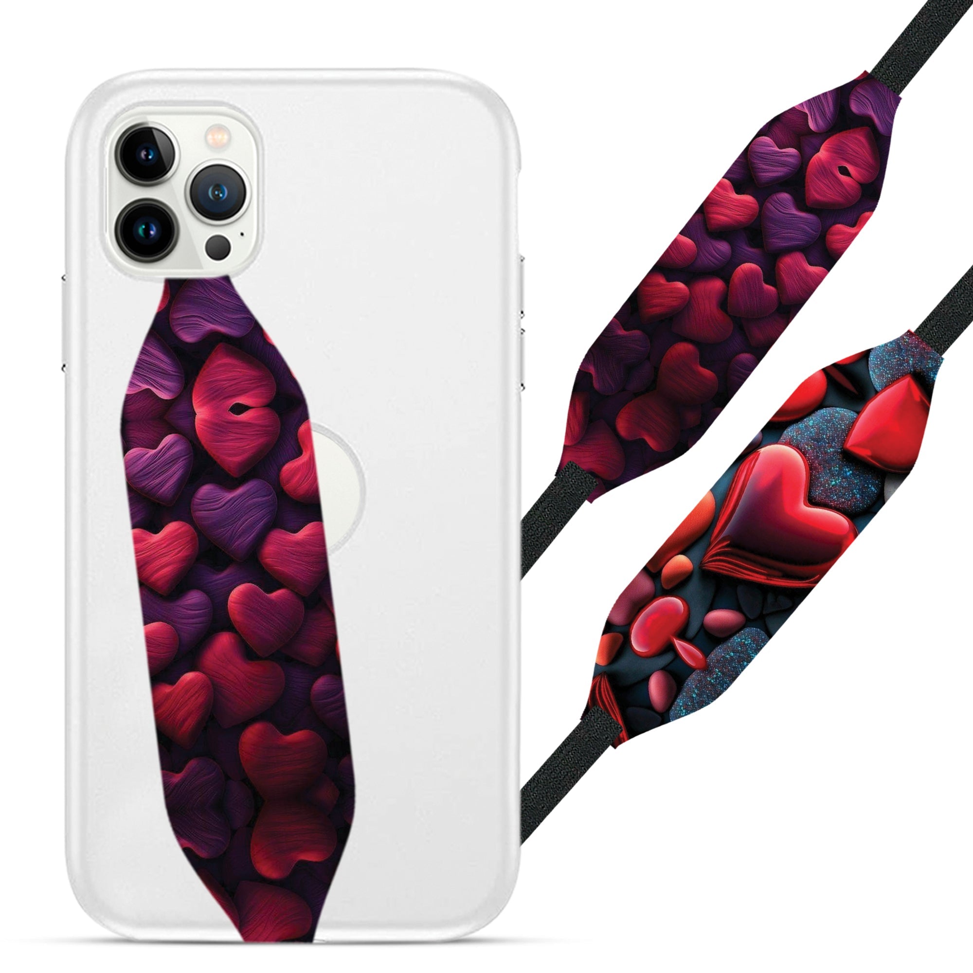 Red purple hearts arranged together Grip for phone - Switch Bands