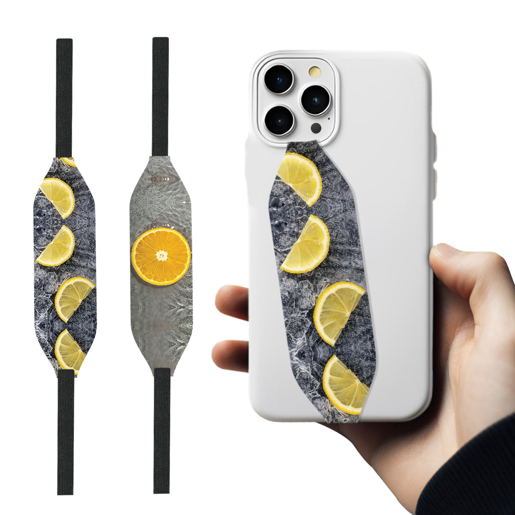 Orange grip strap with iPhone Case