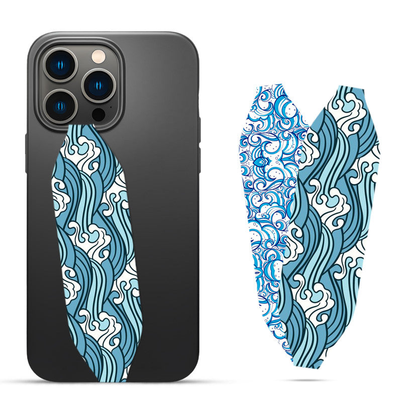 blue and white pattern with waves  Phone Case With Strap - Switch Bands