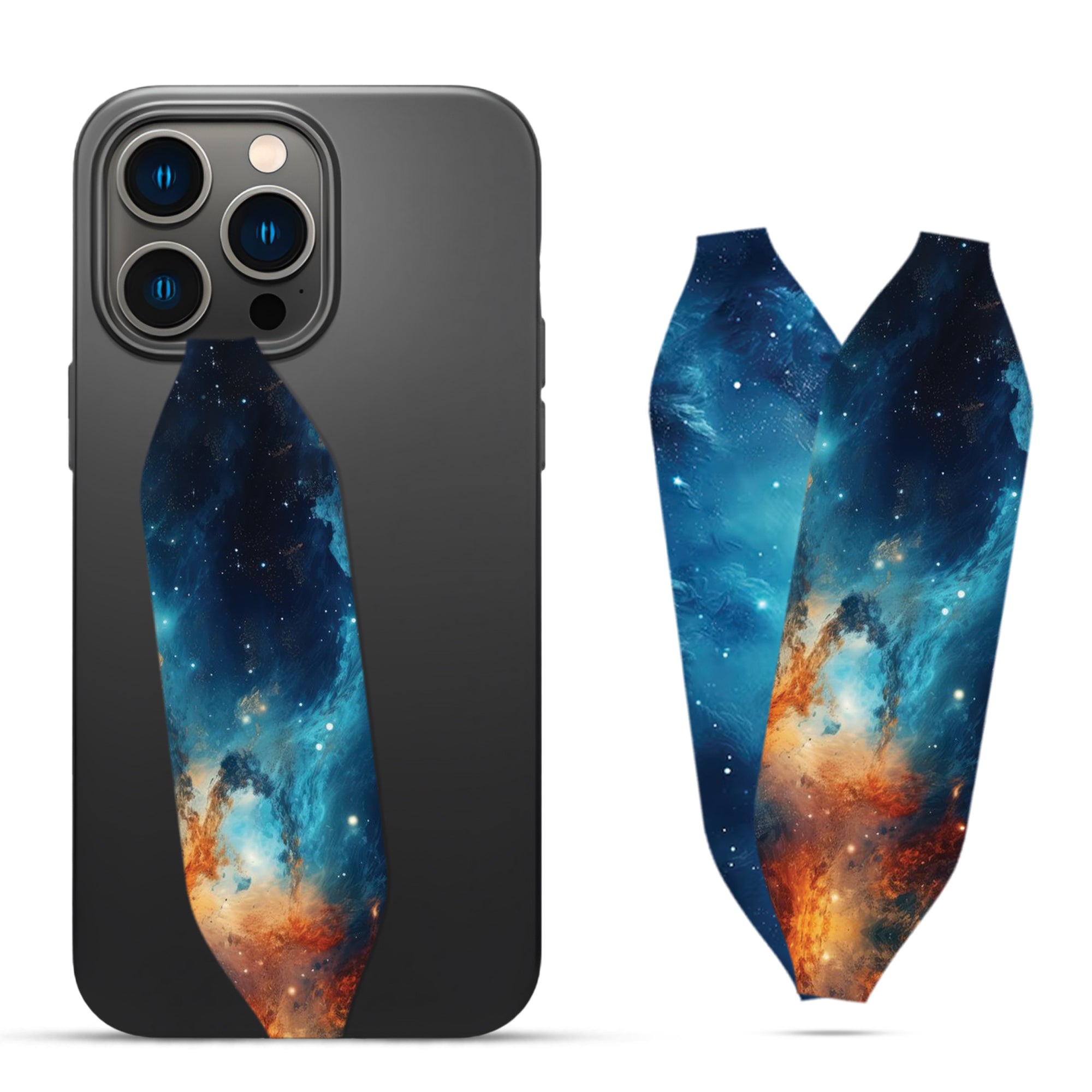 blue and orange galaxy with stars Phone Strap - Switch Bands