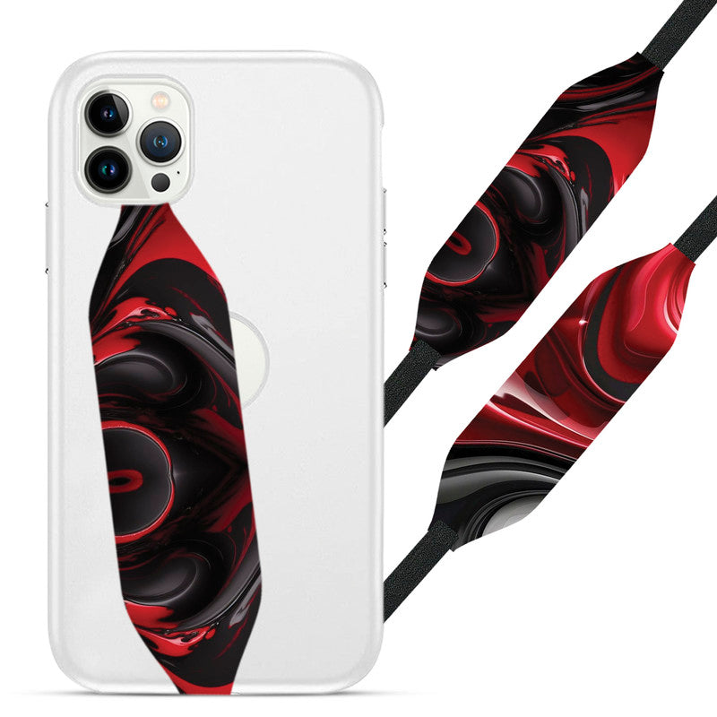 Black White Red Paint Swirl  Phone loop - Switch Bands