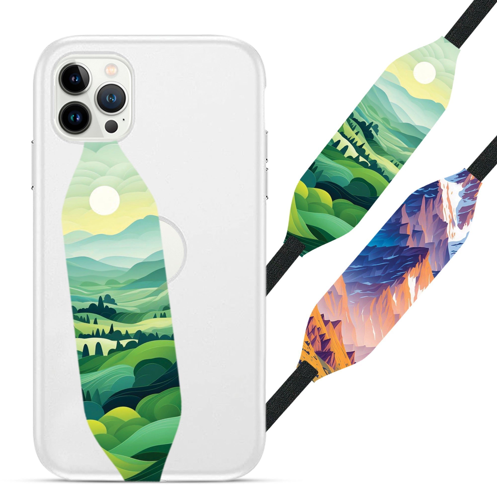 Greenly Beautiful Mountain view Art iPhone Case Strap - Switch Bands