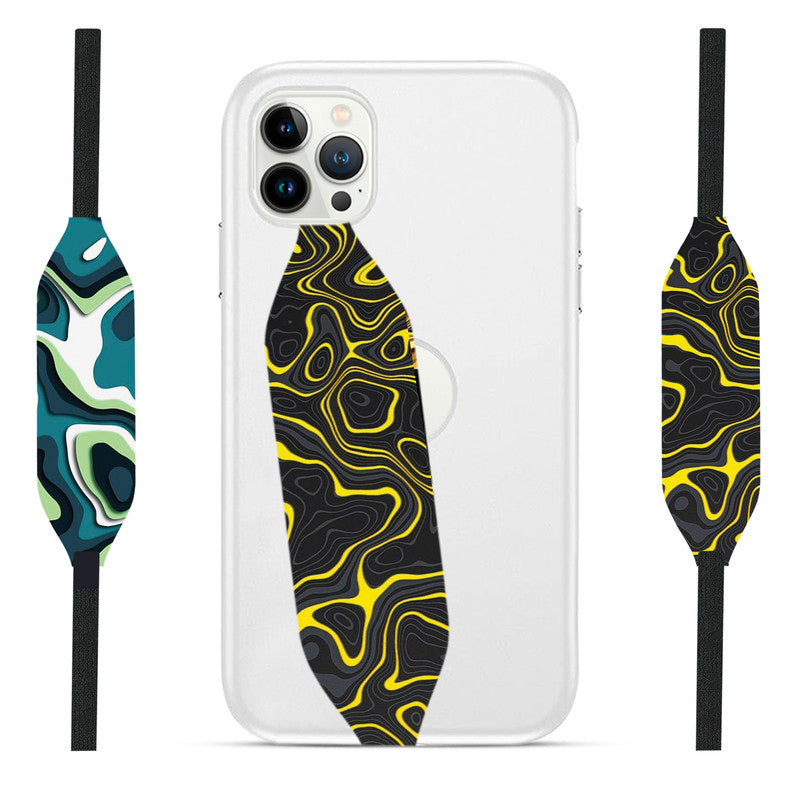 Yellow Grey and Black Marble Abstract loop Phone Case - Switch Bands