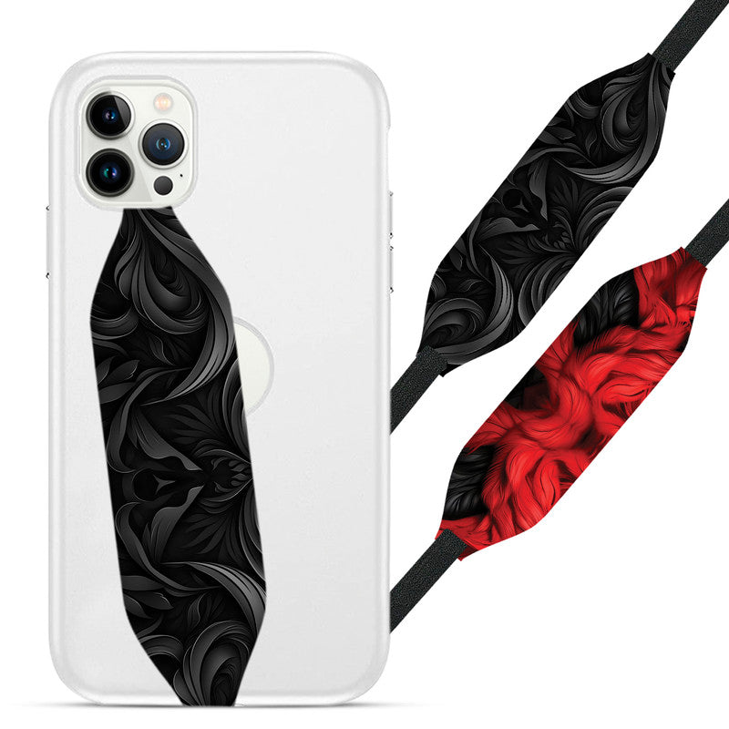 black floral seamless pattern in shadow Phone loop - Switch Bands