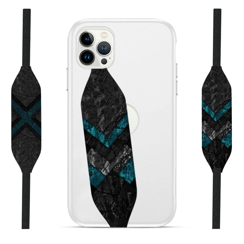 A black and white wood tile pattern on the side loop for phone       
- Switch Bands