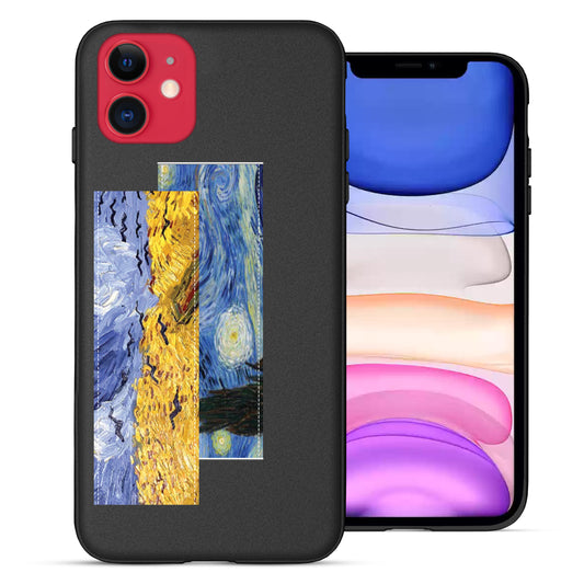 Finger Loop Phone Case For iPhone 11 Black With Starry Night Strap