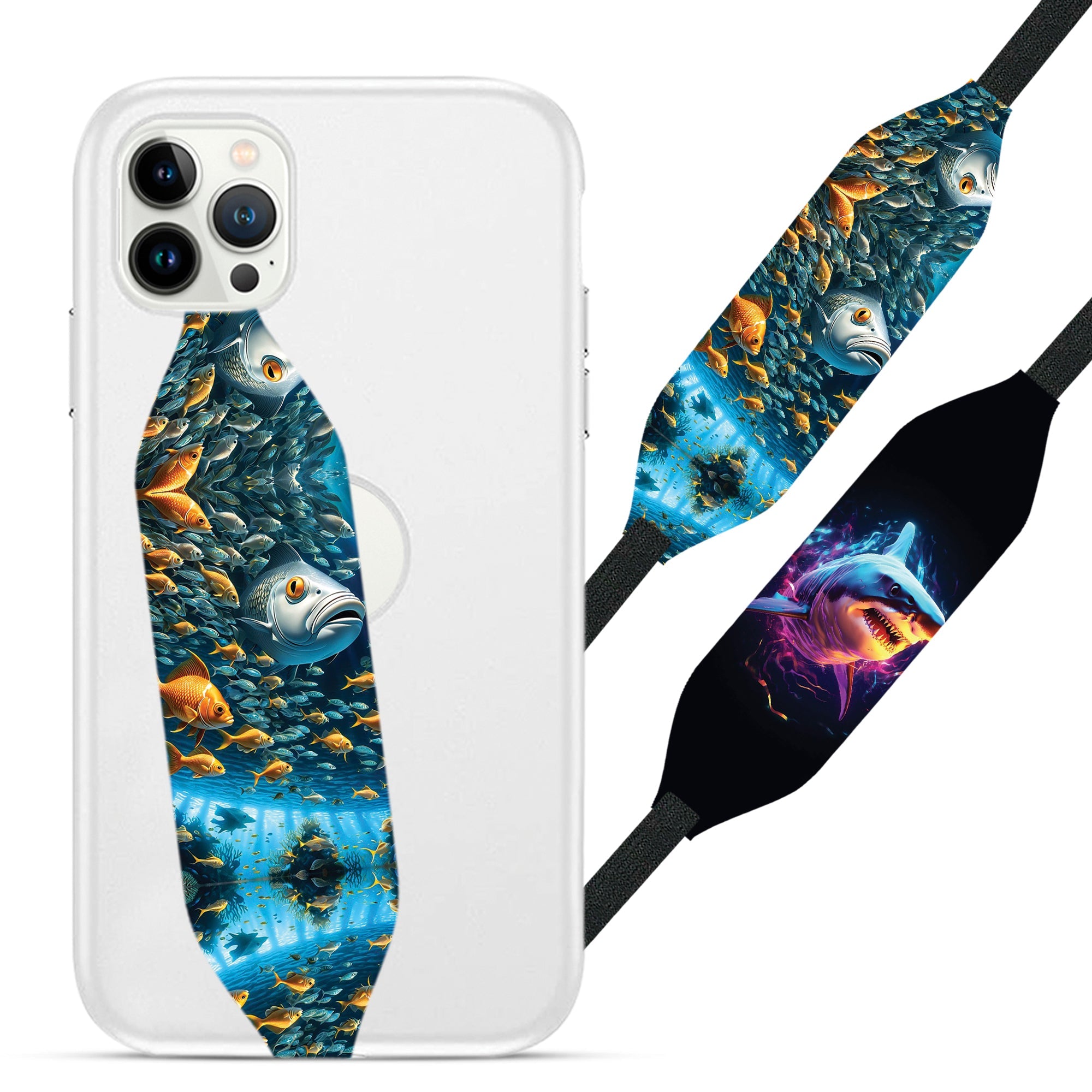 A painting of fish swimming Strap For Phone - Switch Bands
