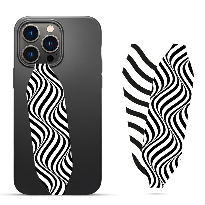 black and white waves pattern Strap on Phone Case - Switch Bands