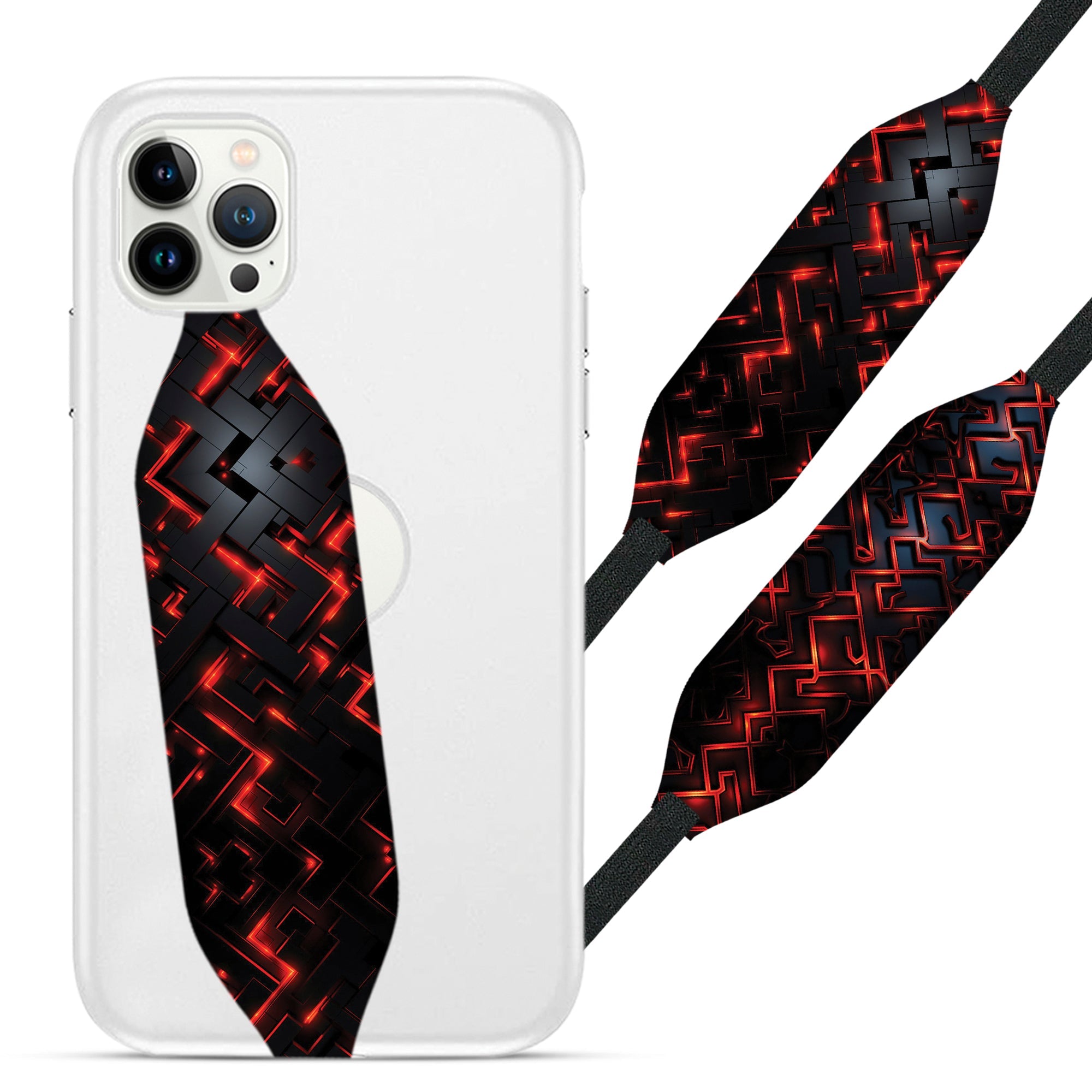 Red And Black Abstract Cell Phone Strap - Switch Bands