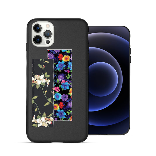 Finger Loop Phone Case For iPhone 11 Pro Black With Vintage & Blossom Strap