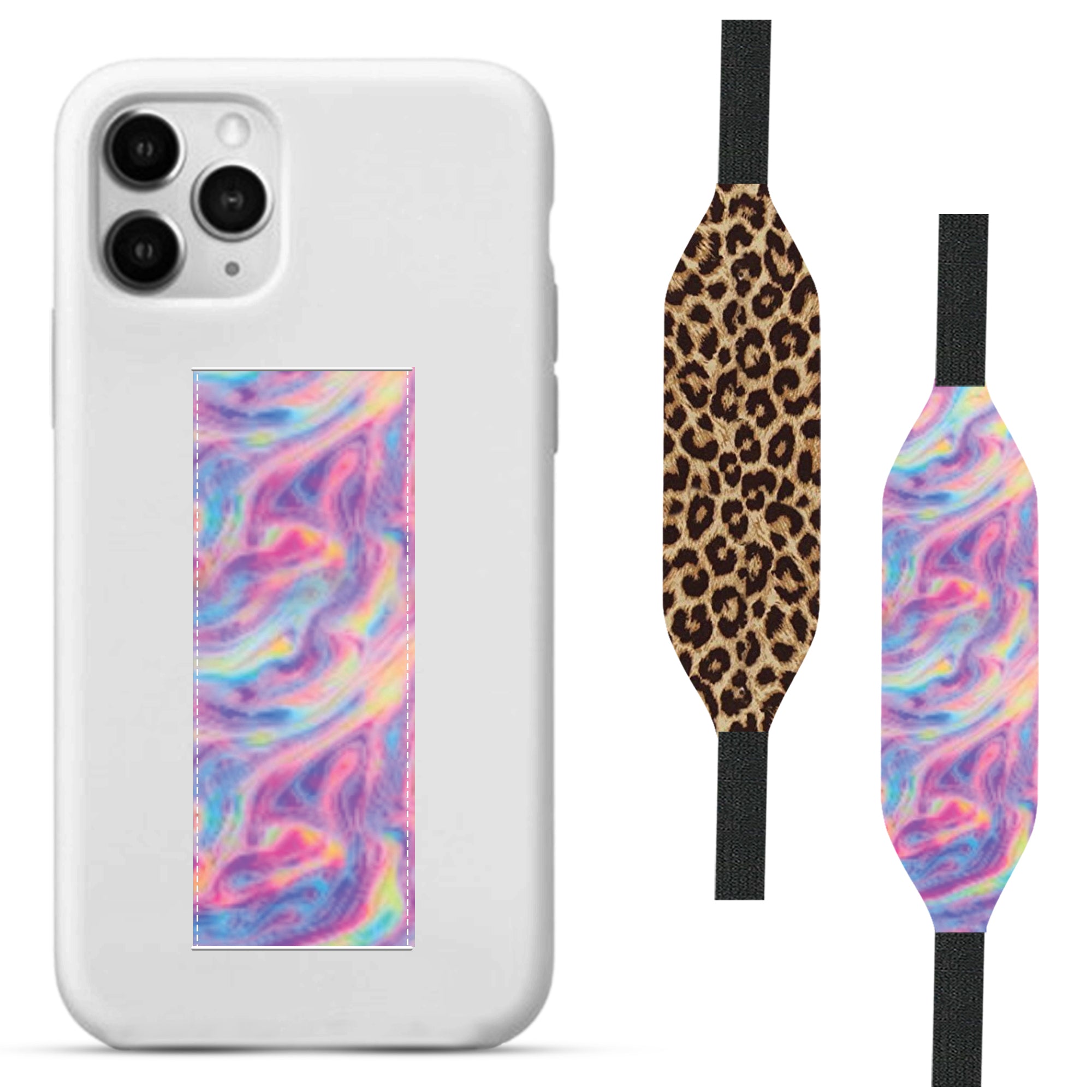 White iPhone case with leopards strap - Switch Bands