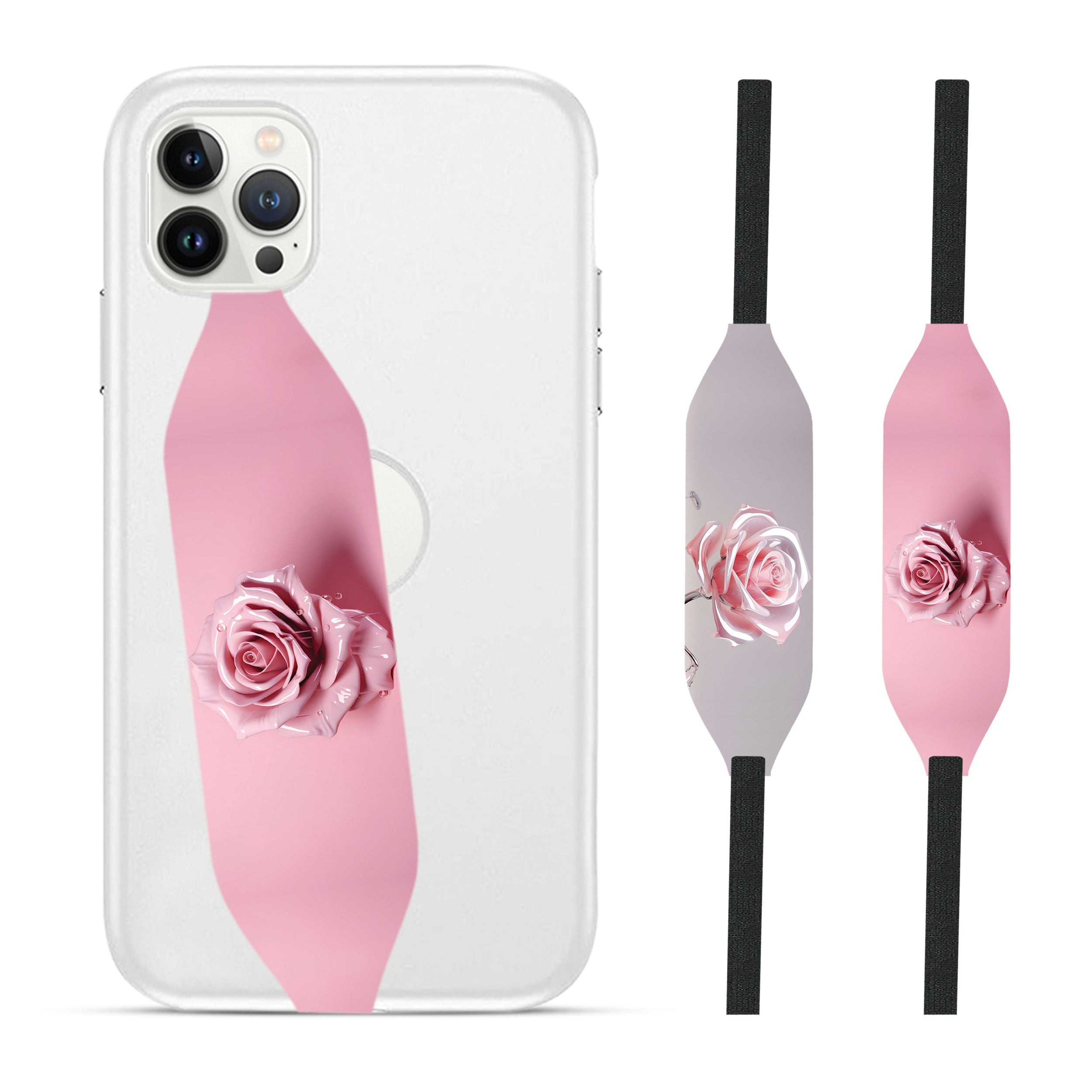 pink rose iPhone cover with strap - switch bands