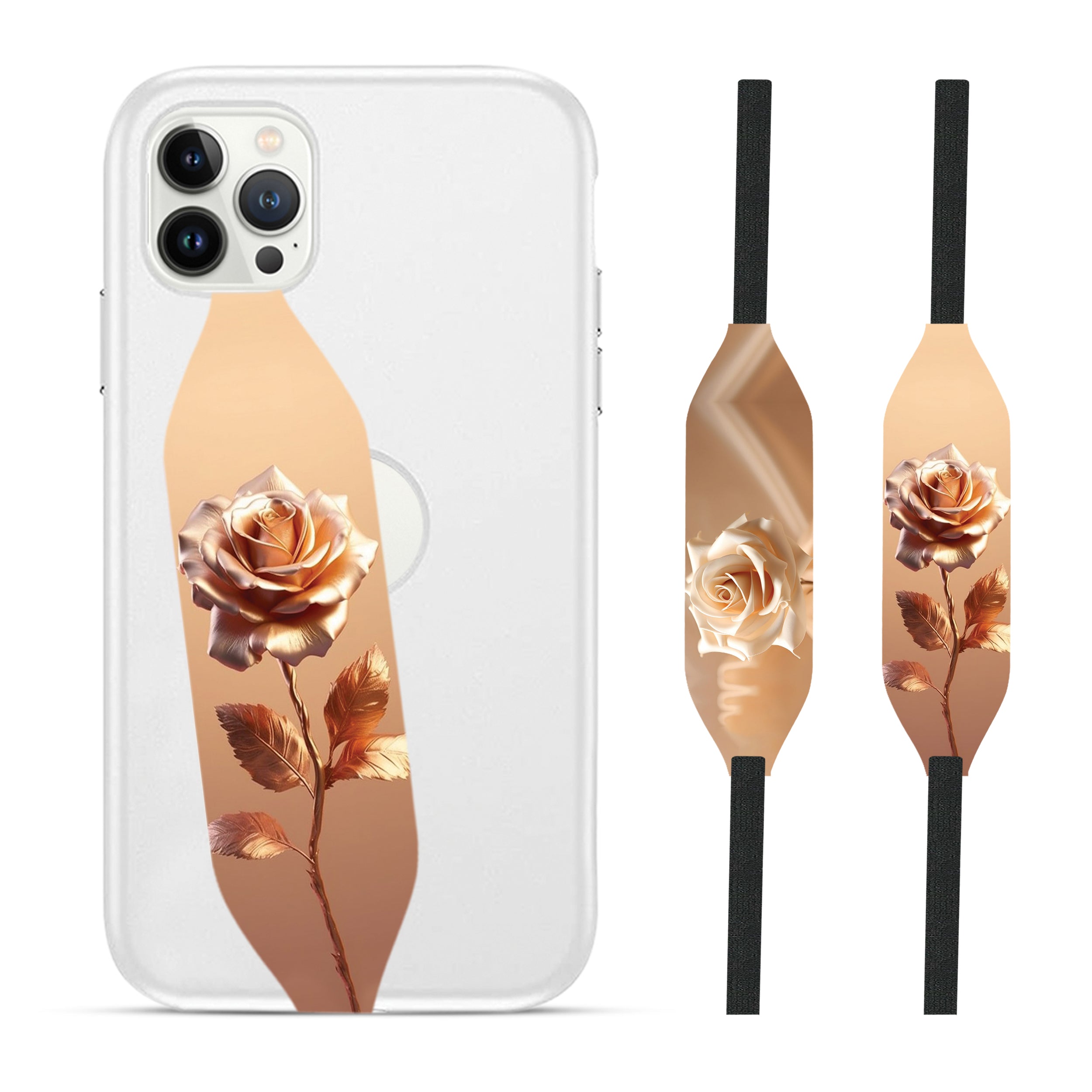 Gold rose iPhone cover with strap - switch bands