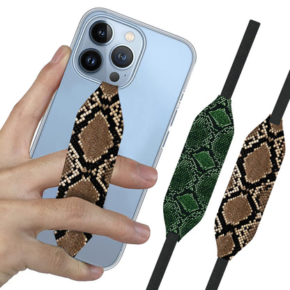 Switchbands Universal Stretchable Phone Hand Straps And Finger Loop For Phone Cases - Brown & Black Cow