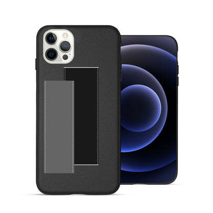 Finger Loop Phone Case For iPhone 11 Pro Black With Black & Grey Strap