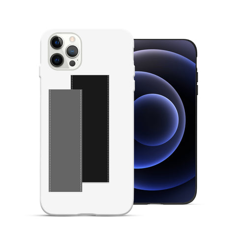Finger Loop Phone Case For iPhone 11 Pro White With Black & Grey Strap