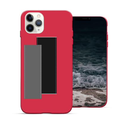 Finger Loop Phone Case For iPhone 11 Pro Max Red With Black & Grey Strap