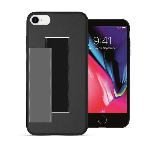 Finger Loop Phone Case For iPhone SE 2020 Black With Black & Grey Strap