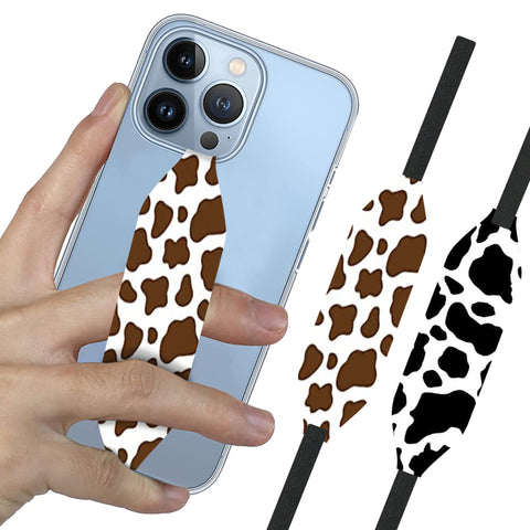 Switchbands Universal Stretchable Phone Hand Straps And Finger Loop For Phone Cases - Brown & Black Cow