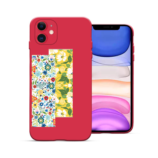 Finger Loop Phone Case For iPhone 11 Red With Colorful Wallpaper Strap