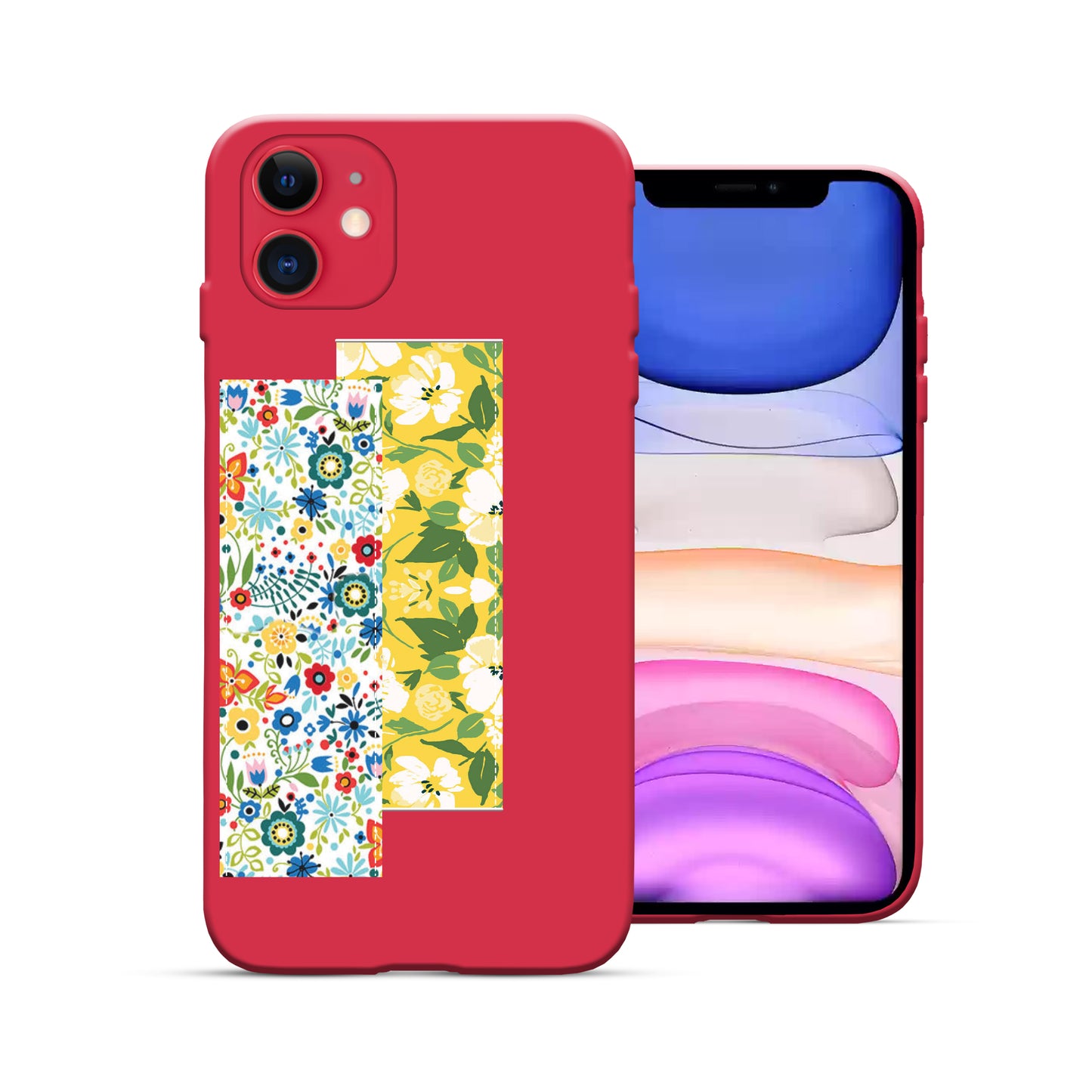 Finger Loop Phone Case For iPhone 11 White With Leopard & Pink Tie Dye Strap