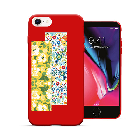 Finger Loop Phone Case For iPhone SE 2020 Red With Colorful Wallpaper Strap