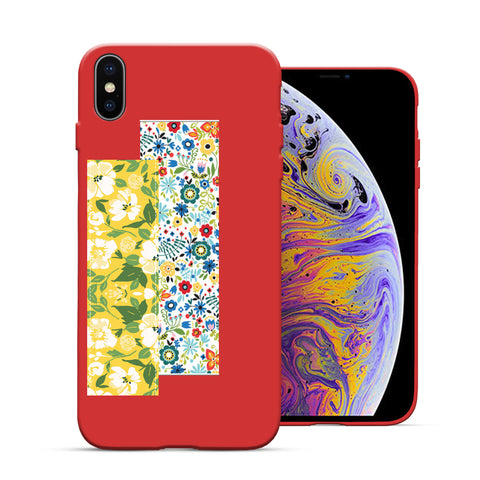 Finger Loop Phone Case For iPhone XS Max Red With Colorful Wallpaper Strap