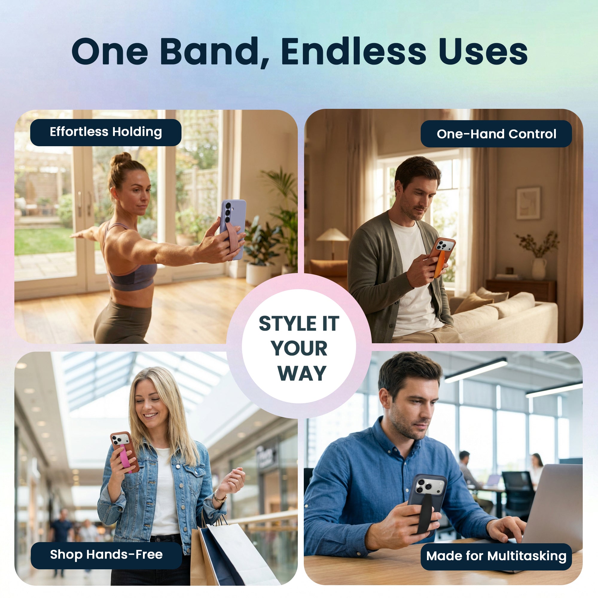 Blue & Cobalt Blue Phone Grip Strap | Adhesive-Free | Switchbands