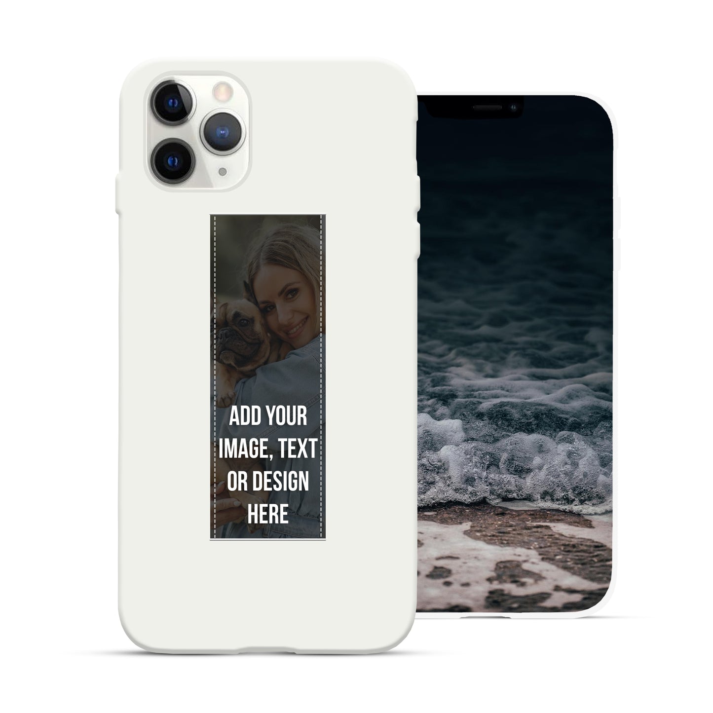 Finger Loop Phone Case For iPhone 11 Pro Max White With Custom Strap