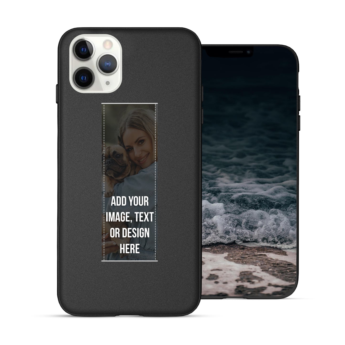 Finger Loop Phone Case For iPhone 11 Pro Max Black With Black & Grey Strap