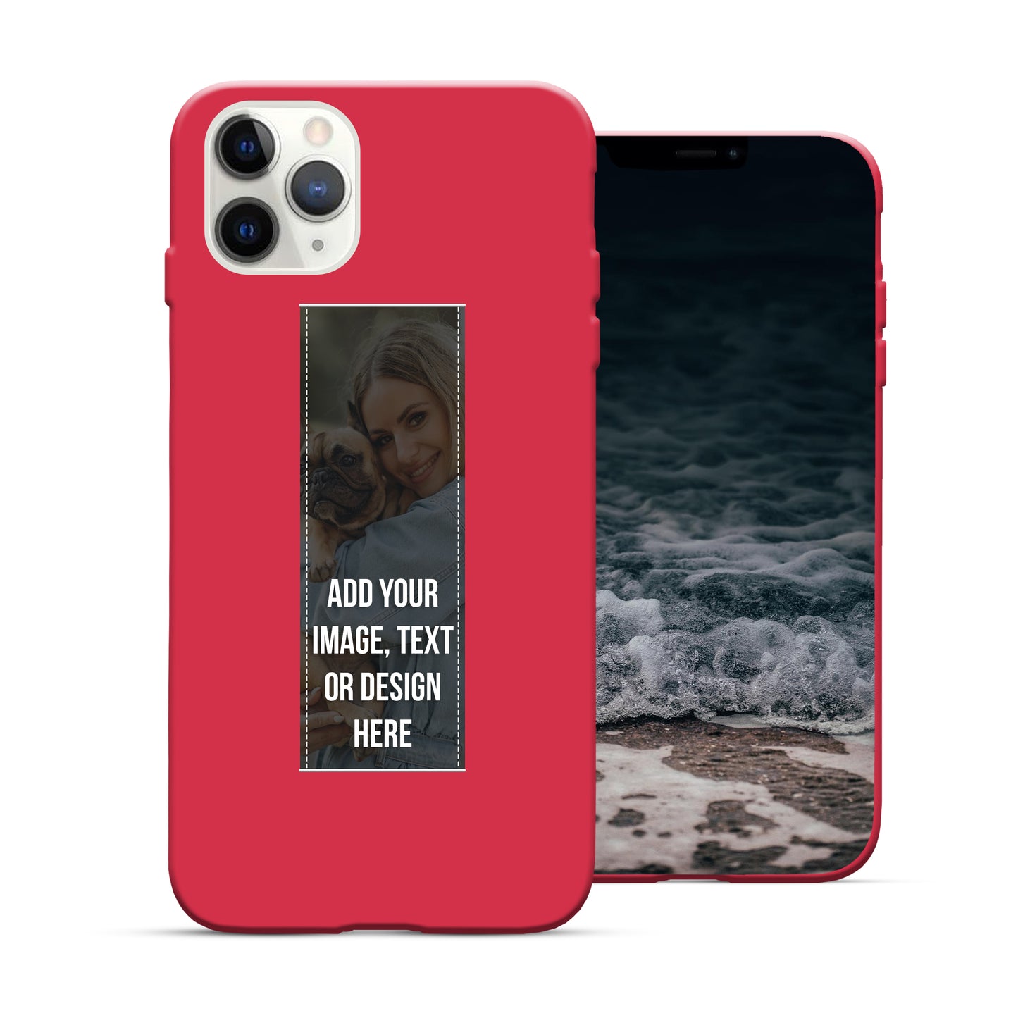 Finger Loop Phone Case For iPhone 11 Pro Max Red With Custom Strap