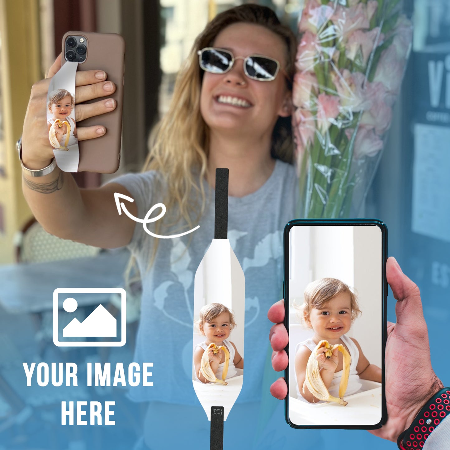 Universal Custom  Phone Grip Strap For Phone Cases As Phone Loop Holder, Phone Charms - Your Image, Text, Or Design