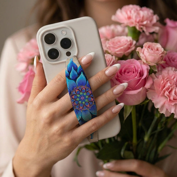 Yellow And Blue Mandala Phone Grip Strap | Adhesive-Free | Switchbands