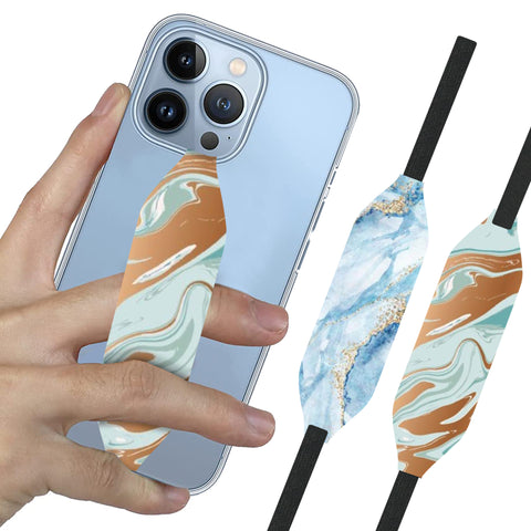 Switchbands Universal Stretchable Phone Hand Straps And Finger Loop For Phone Cases - Gold & Blue Marble