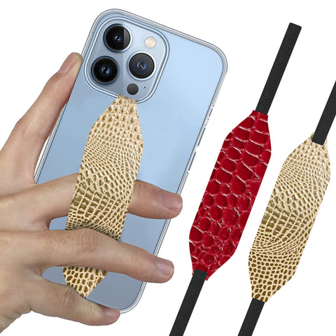 Switchbands Universal Stretchable Phone Hand Straps And Finger Loop For Phone Cases - Gold & Red Alligator
