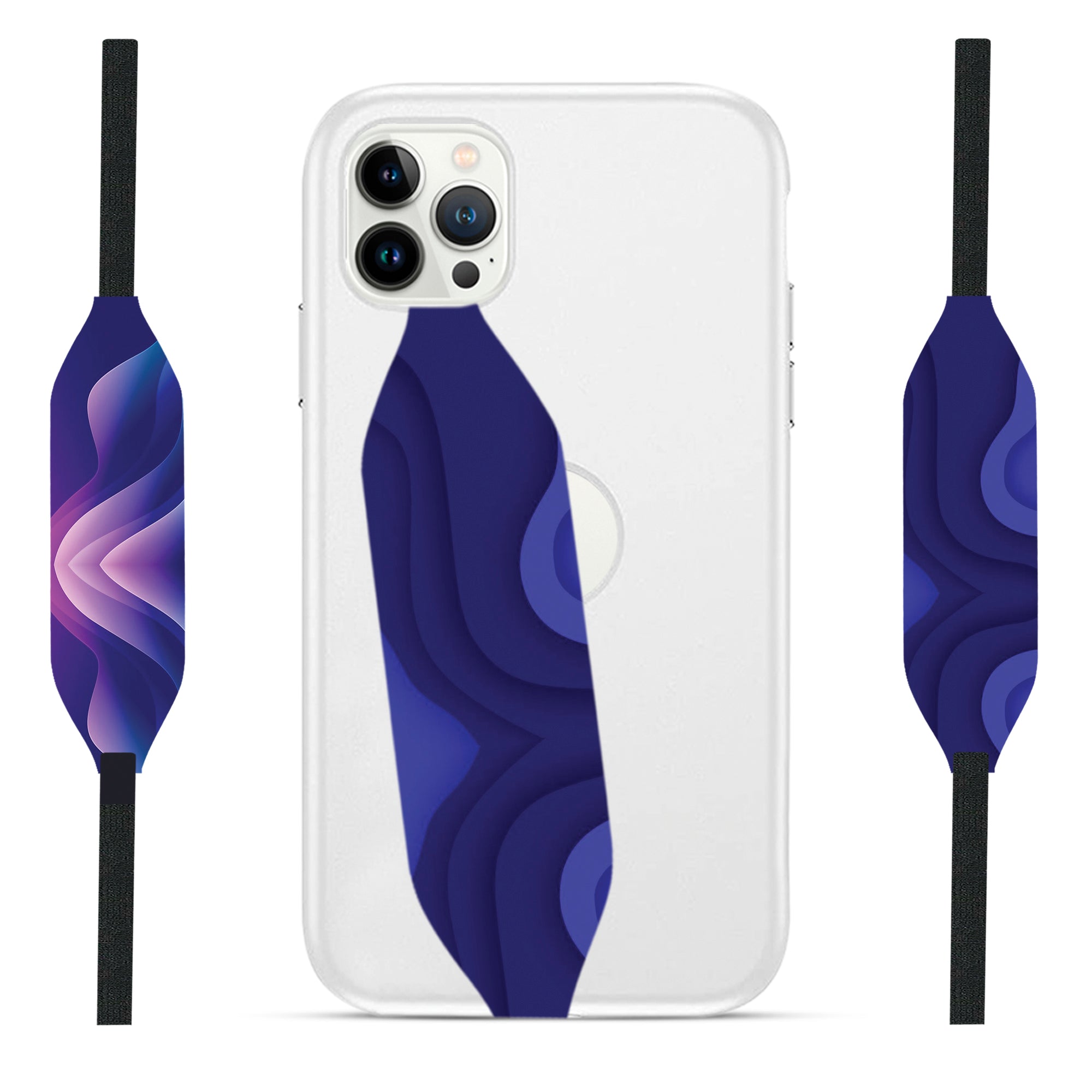 a blue painting with a line of curves and a blue background Phone Case with Strap - Switch Bands 